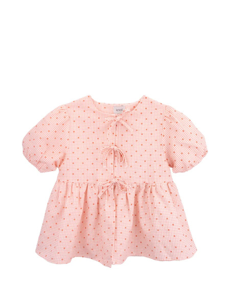  Knot Debi Gingham-pattern Blouse - Pink 