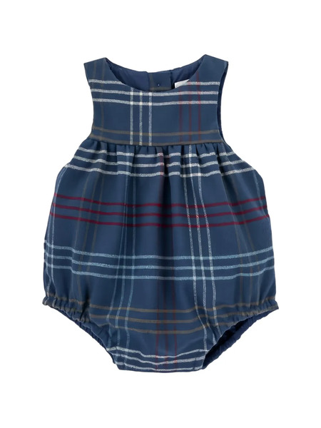  Knot Holly Checked Romper - Blue 