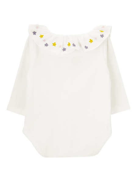  Knot Ivy Pink Embroidered Bodysuit - White 