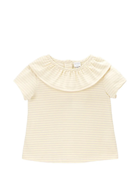  Knot Louise Striped Ruffled T-shirt - Yellow 