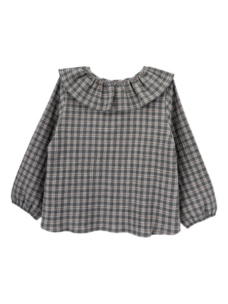  Knot Lucia Checked Ruffled Blouse - Grey 