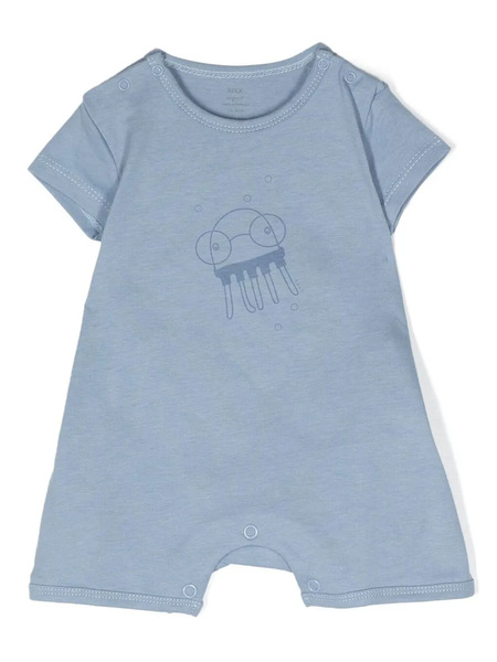  Knot Octopus-print Cotton Romper - Blue 