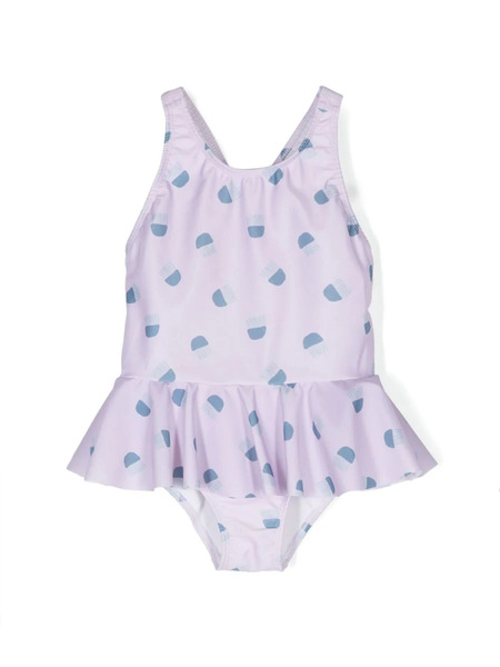  Knot Pippa Illustration-print Swimsuit - Purple 