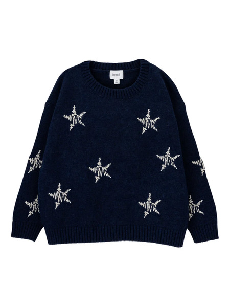  Knot Starry Night Star-embroidered Sweater - Blue 