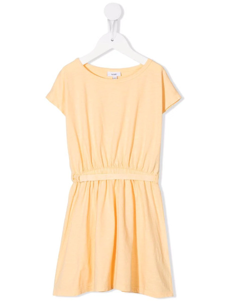  Knot Striped Belted T-shirt Dress - Yellow 