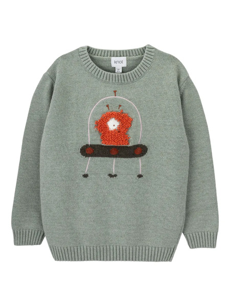  Knot The Moon Spaceship-embroidered Sweater - Green 