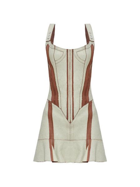  Knwls Scallop Striped Mini Dress - Neutrals 