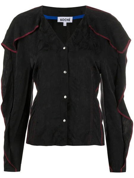  Koché Ruffle-trimmed Jacquard Shirt - Black 