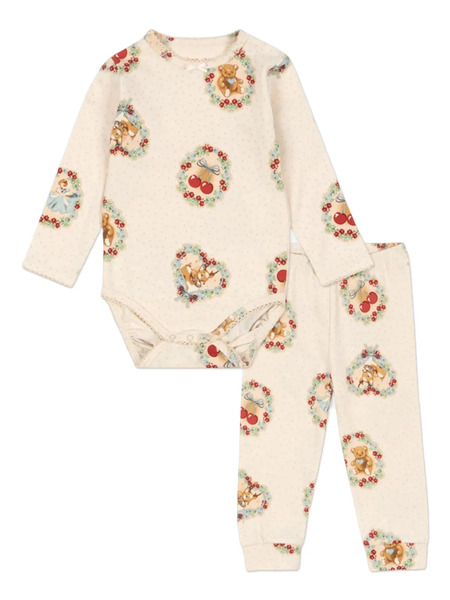  Konges Sløjd Basic Christmas Printed Babygrow Set - Neutrals 