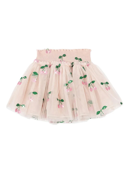  Konges Sløjd Cherry Print Smocked Skirt - Pink 