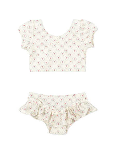  Konges Sløjd Floral-pattern Ruffled Bikini - Neutrals 