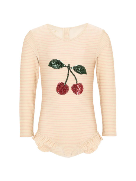  Konges Sløjd Jade Cherry Striped Swimsuit - Neutrals 