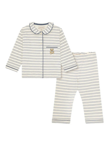  Konges Sløjd Pio Stripe Embroidered Pajama - Neutrals 
