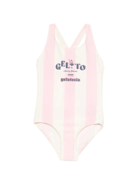  Konges Sløjd Pomia Striped Graphic Swimsuit - Neutrals 
