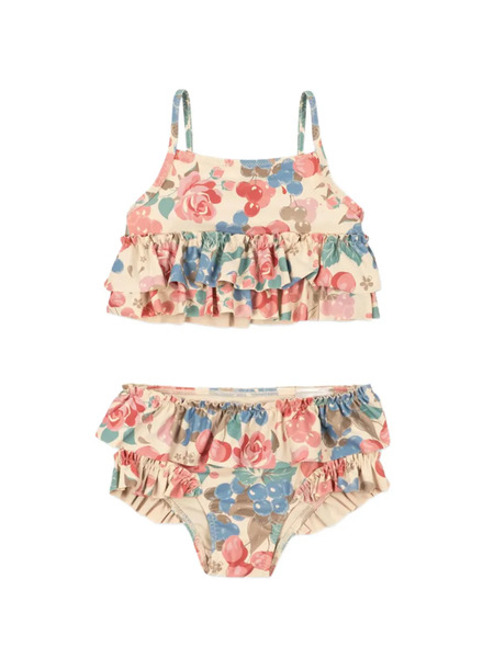  Konges Sløjd Ruffled Floral-print Bikini - Neutrals 