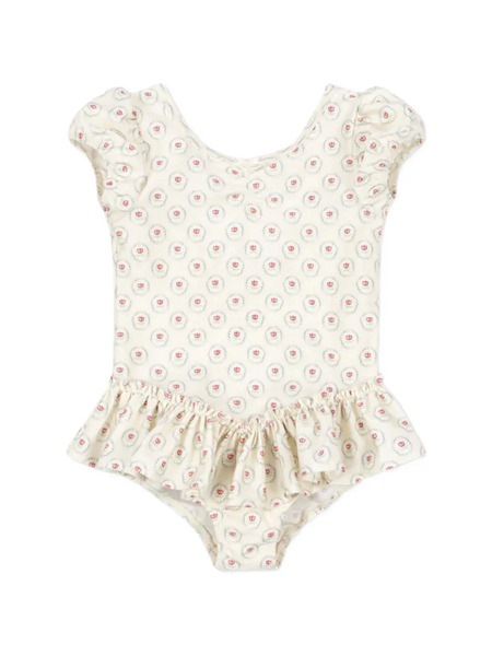  Konges Sløjd Ruffled Floral-print Swimsuit - Neutrals 