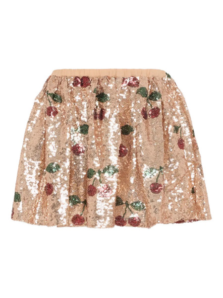  Konges Sløjd Sequined Cherry-print Skirt - Gold 