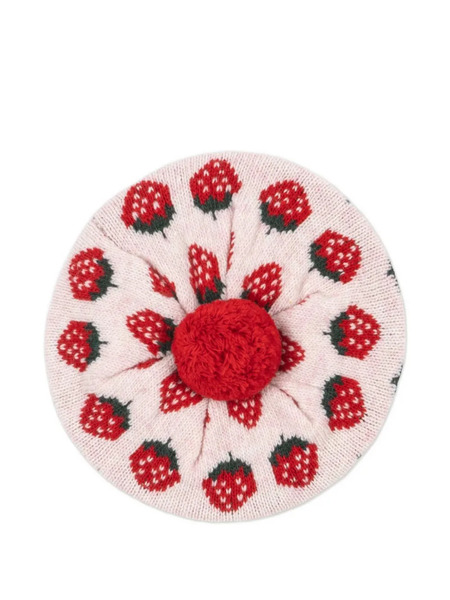  Konges Sløjd Strawberry-embellishment Beanie Hat - Pink 