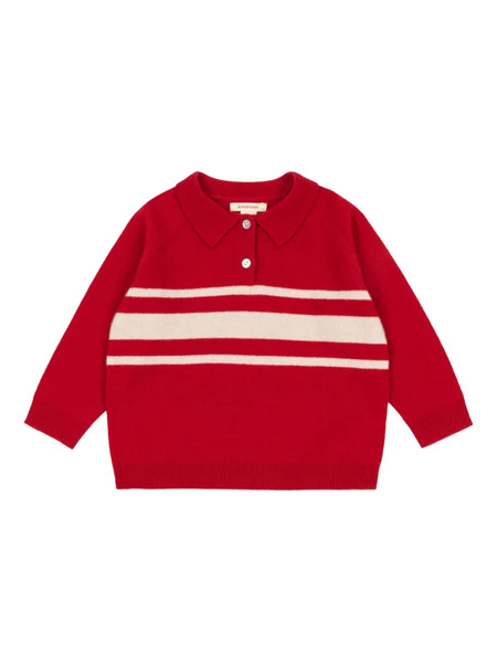  Konges Sløjd Striped Buttoned-fastening Polo Shirt - Red 