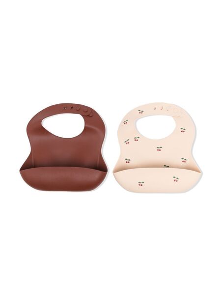  Konges Sløjd Two-pack Cherry-print Bibs - Brown 