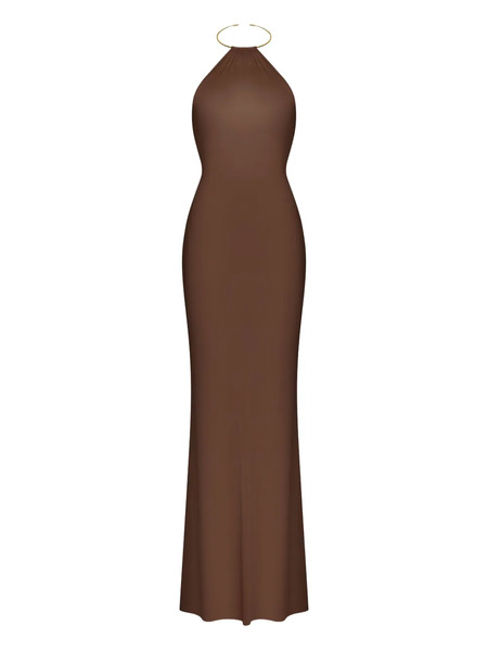  Korobeynikov Halter-neck Maxi Dress - Brown 