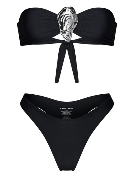  Korobeynikov Shell-embellished Bikini - Black 