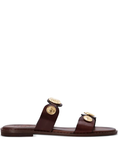  Kotris Sandals Coin-embellished Leather Sandals - Brown 