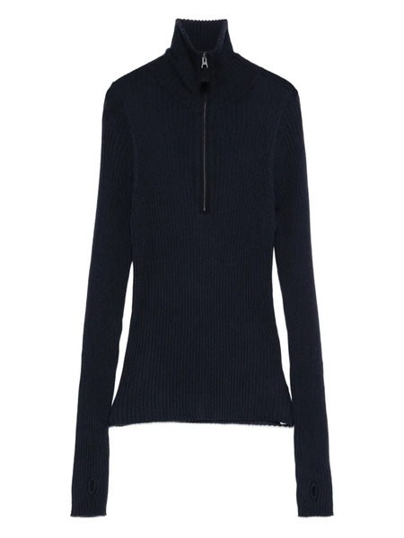  Kristensen Du Nord Zip-up Ribber Sweater - Blue 