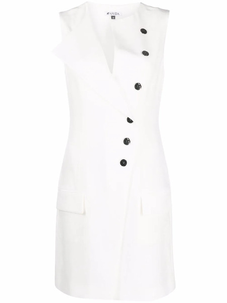  Krizia Asymmetric Button-up Midi Dress - White 