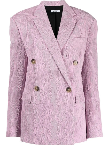  Krizia Crinkled Double-breasted Fastening Blazer - Pink 