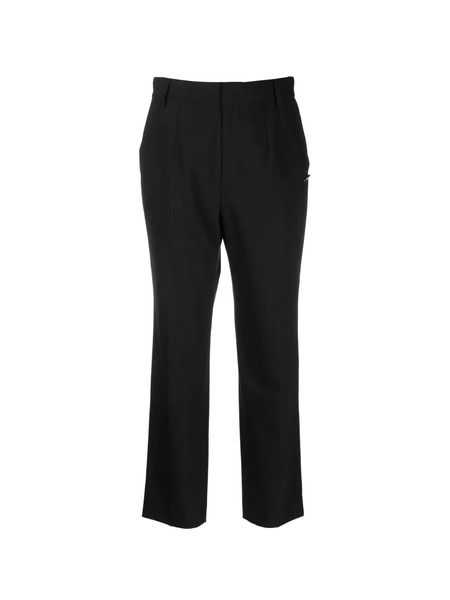  Krizia Cropped Wool-silk Blend Tailored Trousers - Black 