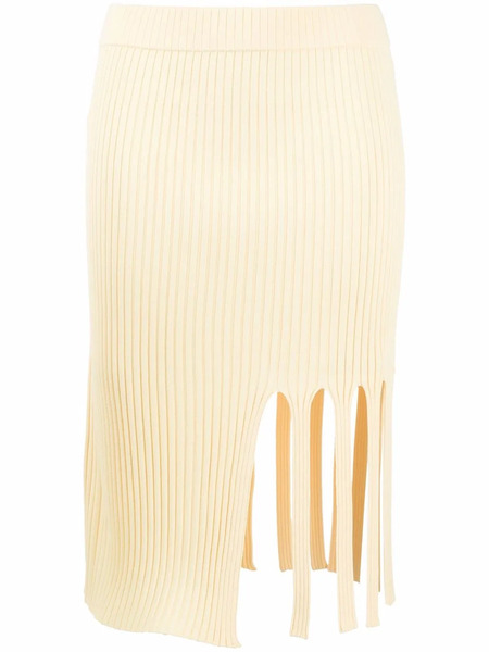  Krizia Cut-out Ribbed Knit Skirt - Yellow 