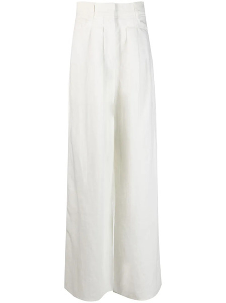  Krizia High-waisted Cotton Trousers - White 
