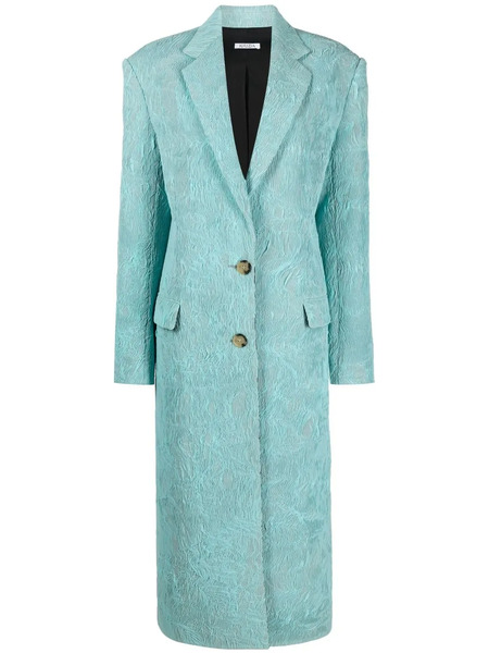  Krizia Single-breasted Cracked-effect Coat - Blue 