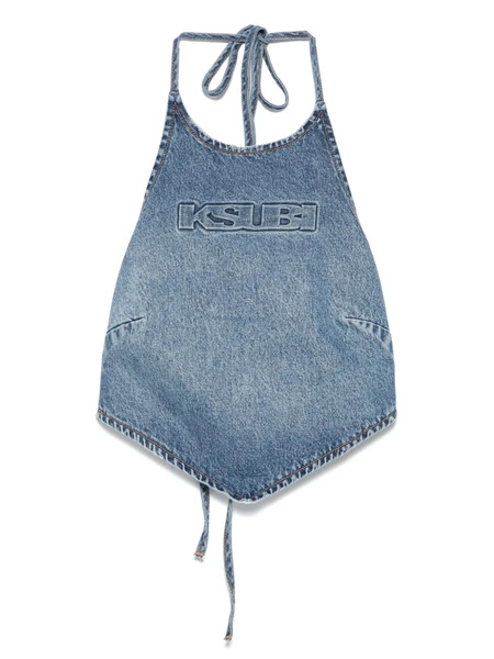  Ksubi Bolt Tie-neck Denim Top - Blue 