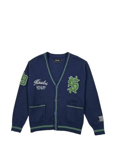  Ksubi Embroidered Patch Knit Cardigan - Blue 
