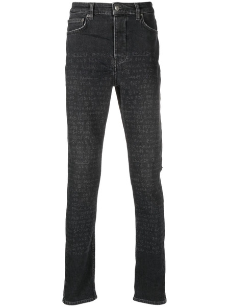  Ksubi Text-print Mid-rise Tapered Jeans - Grey 