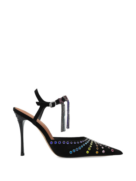  Kurt Geiger London Crystal Pointed Suede Heeled Pumps - Black 
