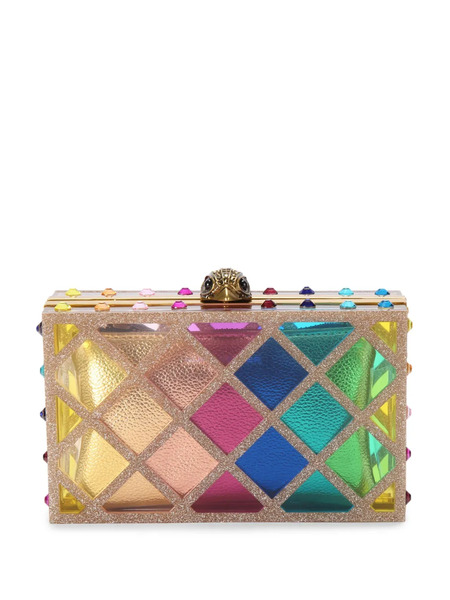 Kurt Geiger London Crystal Quilt Box Clutch - Gold 