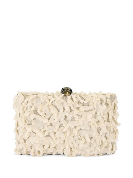  Kurt Geiger London Floral Appliqué Eagle Head Clutch Bag - Neutrals 