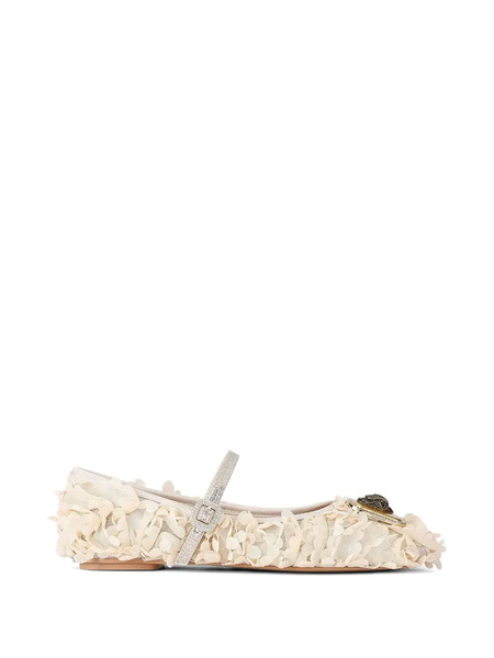  Kurt Geiger London Floral Buckle Strap Ballet Flats - Neutrals 