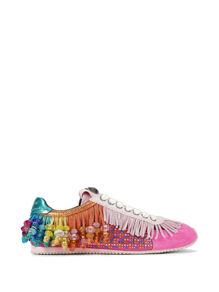  Kurt Geiger London Islington Fringe Embellished Sneakers - Pink 