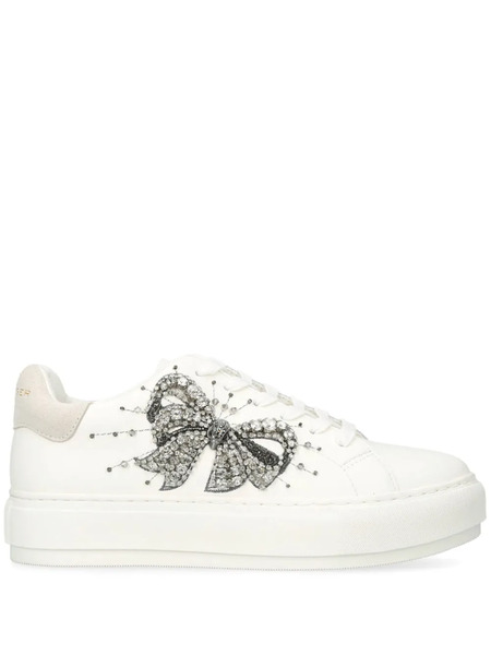  Kurt Geiger London Laney Bow Crystal-embellished Sneakers - White 