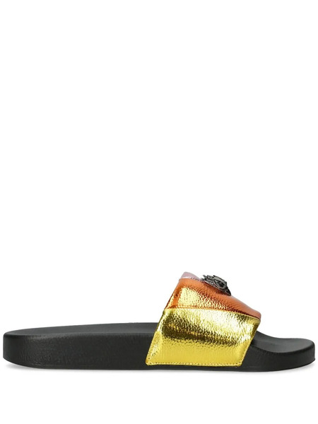 Kurt Geiger London Meena Eagle Open-toe Slides - Gold 