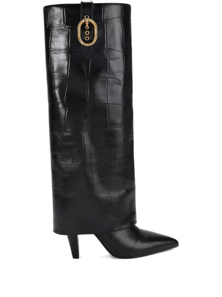  Kurt Geiger London 100mm Fold-over Croc-embossed Buckle Boots - Black 