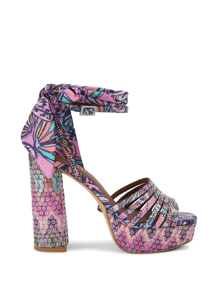  Kurt Geiger London Pierra Butterfly Sequin Platform Sandals - Purple 