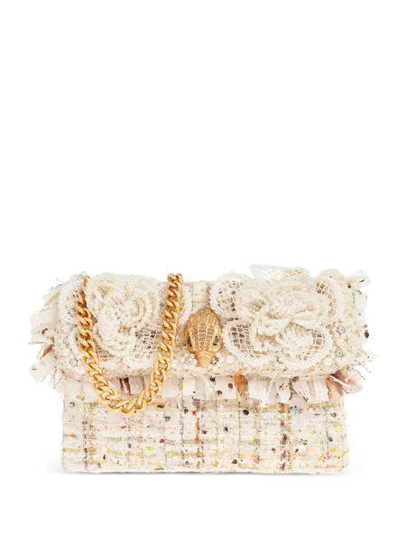  Kurt Geiger London Tweed Floral Appliqué Shoulder Bag - Neutrals 