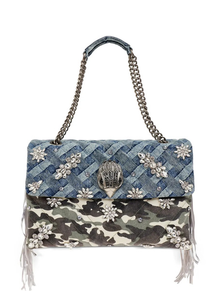  Kurt Geiger London Xxl Crystal Camouflage Crystal Fringe Shoulder Bag - Blue 