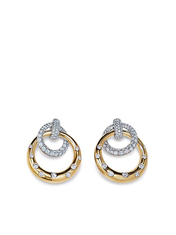 Kwiat 18kt Gold Diamond Cobblestone Interlocking Earrings 