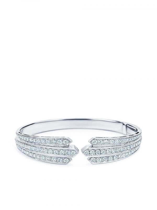  Kwiat 18kt White Gold Diamond Cascade Open Bangle - Silver 